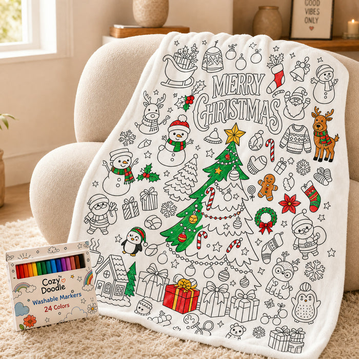 Coperta da colorare CozyDoodle con 24 pennarelli
